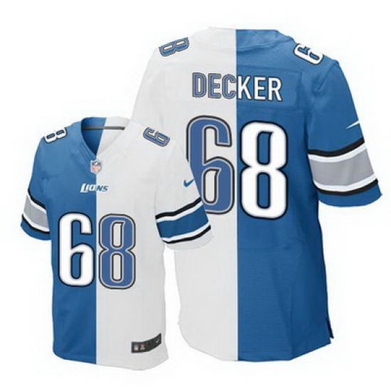 Nike Lions #68 Taylor Decker Blue White Mens Stitched NFL Elite Split Jersey Nike Lions #68 Taylor Decker Blue White Mens Stitched NFL Elite Split Jersey