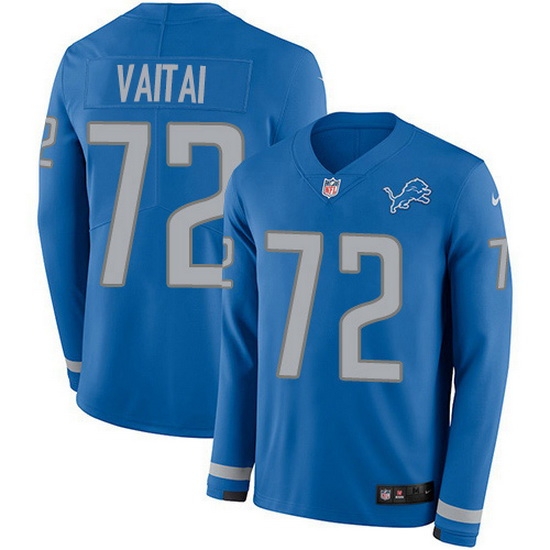 Nike Lions 72 Halapoulivaati Vaitai Blue Team Color Men Stitched NFL Limited Therma Long Sleeve Jersey Nike Lions 72 Halapoulivaati Vaitai Blue Team Color Men Stitched NFL Limited Therma Long Sleeve Jersey