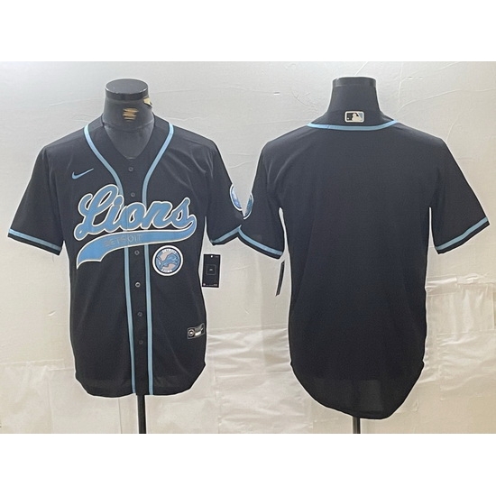 men detroit lions blank black cool base stitched baseball jersey II men detroit lions blank black cool base stitched baseball jersey II