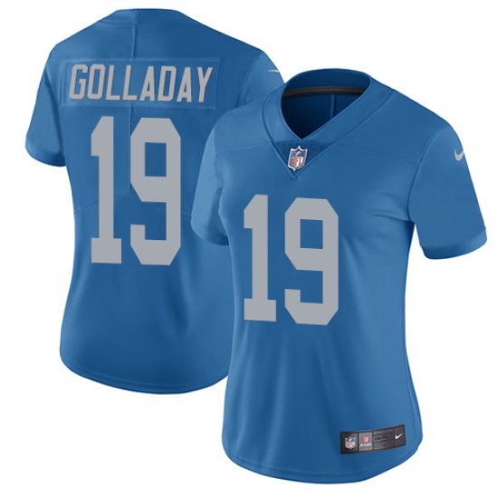 Nike Lions #19 Kenny Golladay Blue Throwback Womens Stitched NFL Vapor Untouchable Limited Jersey Nike Lions #19 Kenny Golladay Blue Throwback Womens Stitched NFL Vapor Untouchable Limited Jersey