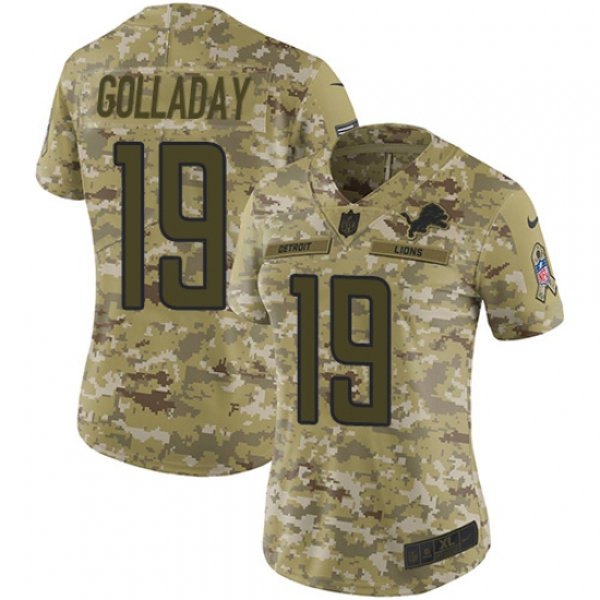 Nike Lions #19 Kenny Golladay Camo Women Stitched NFL Limited 2018 Salute to Service Jersey Nike Lions #19 Kenny Golladay Camo Women Stitched NFL Limited 2018 Salute to Service Jersey