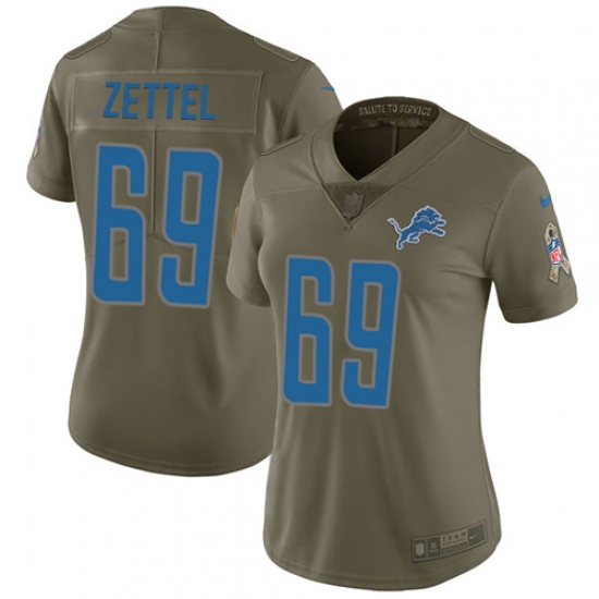 Nike Lions #69 Anthony Zettel Olive Womens Stitched NFL Limited 2017 Salute to Service Jersey Nike Lions #69 Anthony Zettel Olive Womens Stitched NFL Limited 2017 Salute to Service Jersey