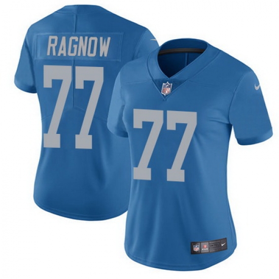 Nike Lions #77 Frank Ragnow Blue Throwback Womens Stitched NFL Vapor Untouchable Limited Jersey Nike Lions #77 Frank Ragnow Blue Throwback Womens Stitched NFL Vapor Untouchable Limited Jersey