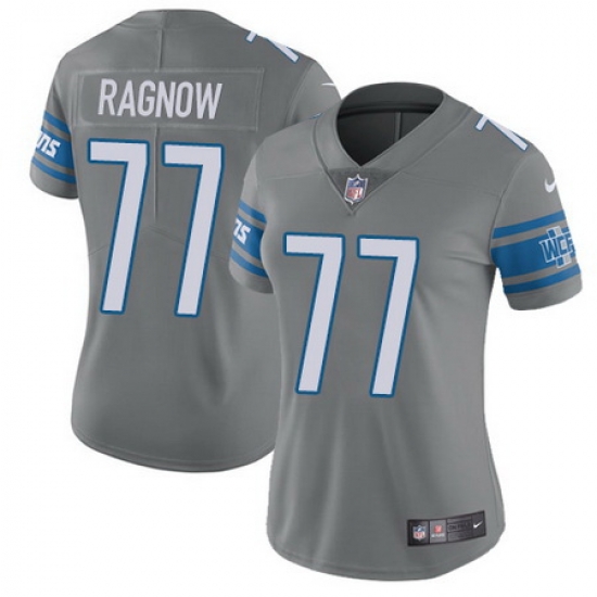 Nike Lions #77 Frank Ragnow Gray Womens Stitched NFL Limited Rush Jersey Nike Lions #77 Frank Ragnow Gray Womens Stitched NFL Limited Rush Jersey