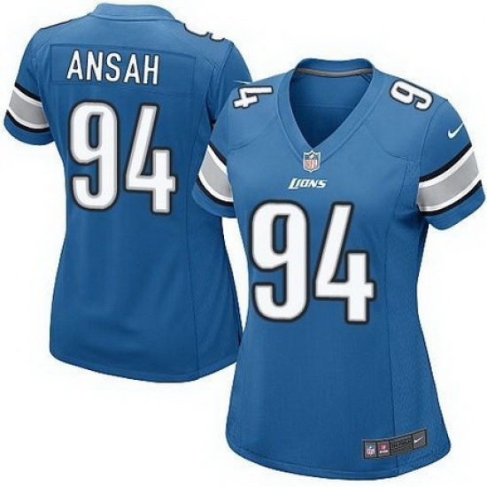 Nike Lions #94 Ziggy Ansah Light Blue Team Color Womens Stitched NFL Elite Jersey Nike Lions #94 Ziggy Ansah Light Blue Team Color Womens Stitched NFL Elite Jersey