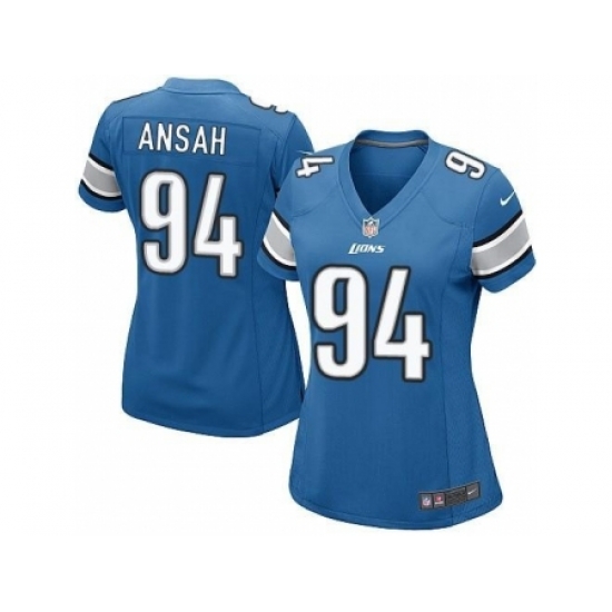Nike NFL Detroit Lions #94 Ziggy Ansah Game Women's Light Blue Team Color Jersey Nike NFL Detroit Lions #94 Ziggy Ansah Game Women's Light Blue Team Color Jersey
