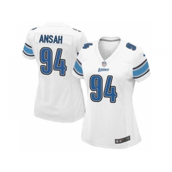 Nike NFL Detroit Lions #94 Ziggy Ansah Game Women's Road White Jersey Nike NFL Detroit Lions #94 Ziggy Ansah Game Women's Road White Jersey