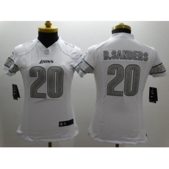 Nike Women Detroit Lions #20 sanders Platinum White Jerseys Nike Women Detroit Lions #20 sanders Platinum White Jerseys