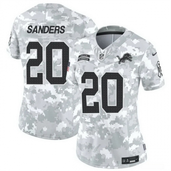 Women Detroit Lions 20 Barry Sanders 2024 F U S E Arctic Camo Salute To Service Limited Stitched Jersey Women Detroit Lions 20 Barry Sanders 2024 F U S E Arctic Camo Salute To Service Limited Stitched Jersey