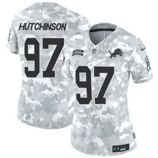 Women Detroit Lions 97 Aidan Hutchinson 2024 F U S E Arctic Camo Salute To Service Limited Stitched Jersey Women Detroit Lions 97 Aidan Hutchinson 2024 F U S E Arctic Camo Salute To Service Limited Stitched Jersey