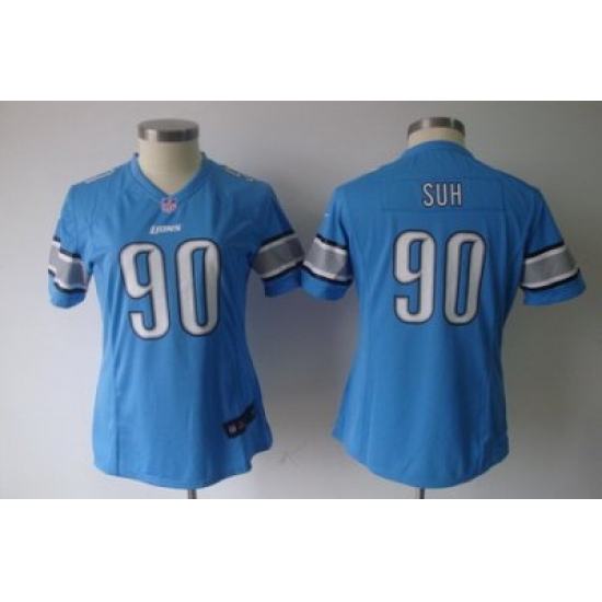 Women Nike Detroit Lions 90# Ndamukong Suh Blue Jersey Women Nike Detroit Lions 90# Ndamukong Suh Blue Jersey