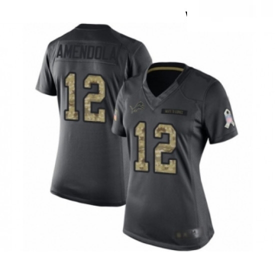 Womens Detroit Lions 12 Danny Amendola Limited Black 2016 Salute to Service Football Jersey Womens Detroit Lions 12 Danny Amendola Limited Black 2016 Salute to Service Football Jersey