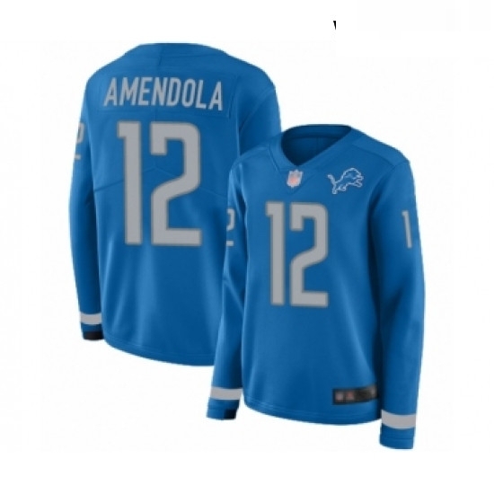 Womens Detroit Lions 12 Danny Amendola Limited Blue Therma Long Sleeve Football Jersey Womens Detroit Lions 12 Danny Amendola Limited Blue Therma Long Sleeve Football Jersey