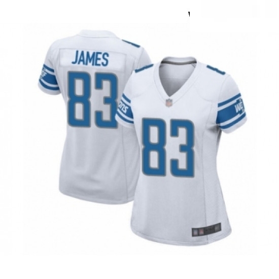 Womens Detroit Lions 83 Jesse James Game White Football Jersey Womens Detroit Lions 83 Jesse James Game White Football Jersey
