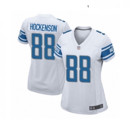 Womens Detroit Lions 88 TJ Hockenson Game White Football Jersey Womens Detroit Lions 88 TJ Hockenson Game White Football Jersey