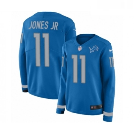 Womens Nike Detroit Lions 11 Marvin Jones Jr Limited Blue Therma Long Sleeve NFL Jersey Womens Nike Detroit Lions 11 Marvin Jones Jr Limited Blue Therma Long Sleeve NFL Jersey