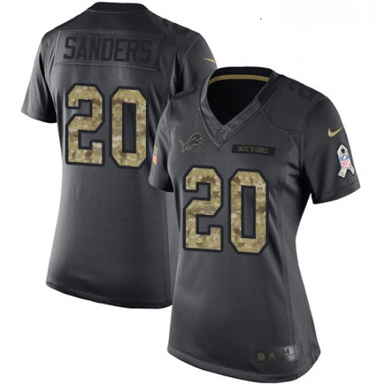 Womens Nike Detroit Lions 20 Barry Sanders Limited Black 2016 Salute to Service NFL Jersey Womens Nike Detroit Lions 20 Barry Sanders Limited Black 2016 Salute to Service NFL Jersey