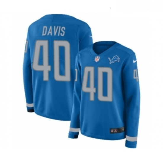 Womens Nike Detroit Lions 40 Jarrad Davis Limited Blue Therma Long Sleeve NFL Jersey Womens Nike Detroit Lions 40 Jarrad Davis Limited Blue Therma Long Sleeve NFL Jersey