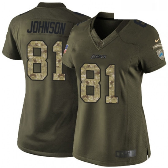 Womens Nike Detroit Lions 81 Calvin Johnson Elite Green Salute to Service NFL Jersey Womens Nike Detroit Lions 81 Calvin Johnson Elite Green Salute to Service NFL Jersey