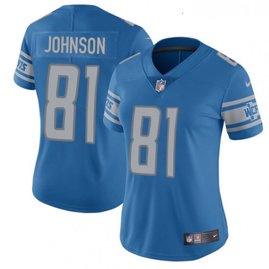 Womens Nike Detroit Lions 81 Calvin Johnson Elite Light Blue Team Color NFL Jersey Womens Nike Detroit Lions 81 Calvin Johnson Elite Light Blue Team Color NFL Jersey