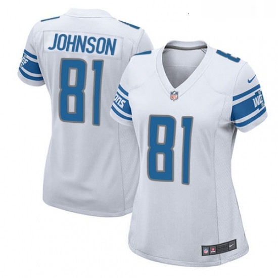 Womens Nike Detroit Lions 81 Calvin Johnson Game White NFL Jersey Womens Nike Detroit Lions 81 Calvin Johnson Game White NFL Jersey