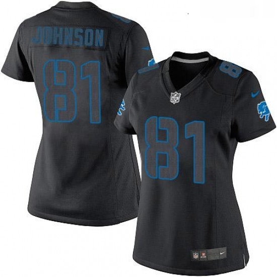 Womens Nike Detroit Lions 81 Calvin Johnson Limited Black Impact NFL Jersey Womens Nike Detroit Lions 81 Calvin Johnson Limited Black Impact NFL Jersey