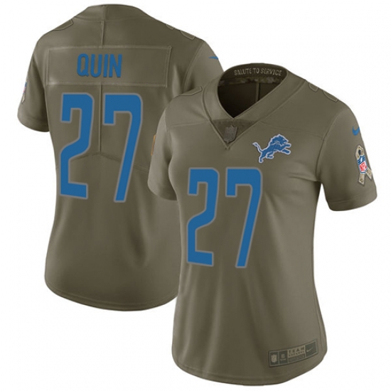 Womens Nike Lions #27 Glover Quin Olive Stitched NFL Limited 2017 Salute to Service Jersey Womens Nike Lions #27 Glover Quin Olive Stitched NFL Limited 2017 Salute to Service Jersey