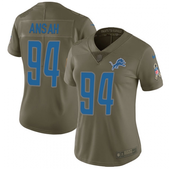 Womens Nike Lions #94 Ziggy Ansah Olive Stitched NFL Limited 2017 Salute to Service Jersey Womens Nike Lions #94 Ziggy Ansah Olive Stitched NFL Limited 2017 Salute to Service Jersey