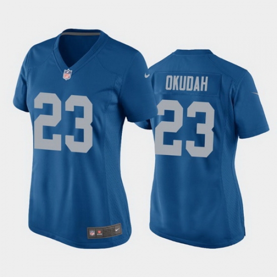 women jeff okudah detroit lions blue throwback game jersey women jeff okudah detroit lions blue throwback game jersey