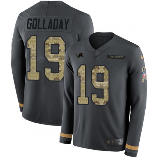 Nike Lions #19 Kenny Golladay Anthracite Salute to Service Youth Long Sleeve Jersey Nike Lions #19 Kenny Golladay Anthracite Salute to Service Youth Long Sleeve Jersey