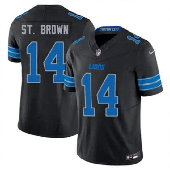 Youth Detroit Lions 14 Amon Ra St Brown Black 2024 F U S E Vapor Limited Stitched Jersey Youth Detroit Lions 14 Amon Ra St Brown Black 2024 F U S E Vapor Limited Stitched Jersey
