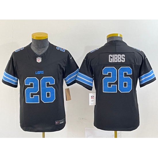 Youth Detroit Lions 26 Jahmyr Gibbs Black 2024 F U S E 2nd Alternate Vapor Limited Stitched jerseys Youth Detroit Lions 26 Jahmyr Gibbs Black 2024 F U S E 2nd Alternate Vapor Limited Stitched jerseys