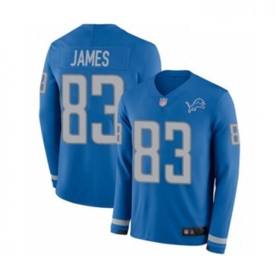 Youth Detroit Lions 83 Jesse James Limited Blue Therma Long Sleeve Football Jersey Youth Detroit Lions 83 Jesse James Limited Blue Therma Long Sleeve Football Jersey