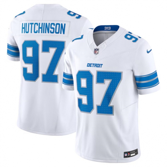 Youth Detroit Lions 97 Aidan Hutchinson White 2024 F U S E Vapor Limited Stitched Jersey Youth Detroit Lions 97 Aidan Hutchinson White 2024 F U S E Vapor Limited Stitched Jersey