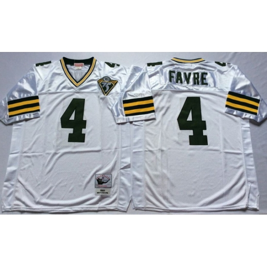 Men Green Bay Green Bay Packers 4 Brett Favre White M&N Throwback Jersey Men Green Bay Green Bay Packers 4 Brett Favre White M&N Throwback Jersey