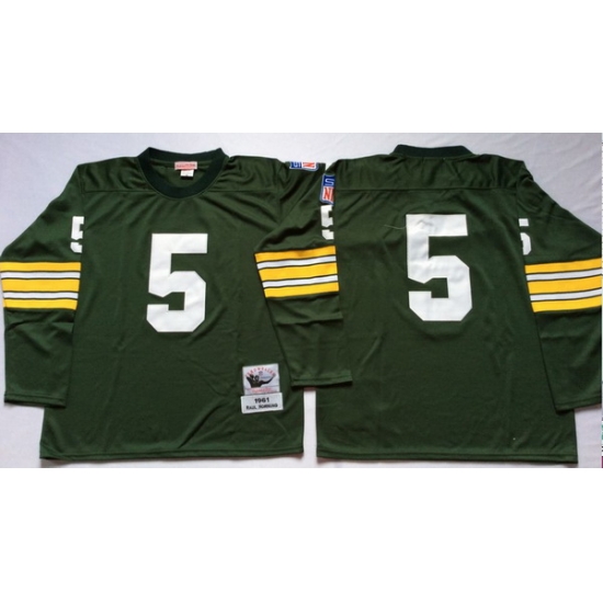 Men Green Bay Green Bay Packers 5 Paul Hornung Green Long Sleeve M&N Throwback Jersey Men Green Bay Green Bay Packers 5 Paul Hornung Green Long Sleeve M&N Throwback Jersey