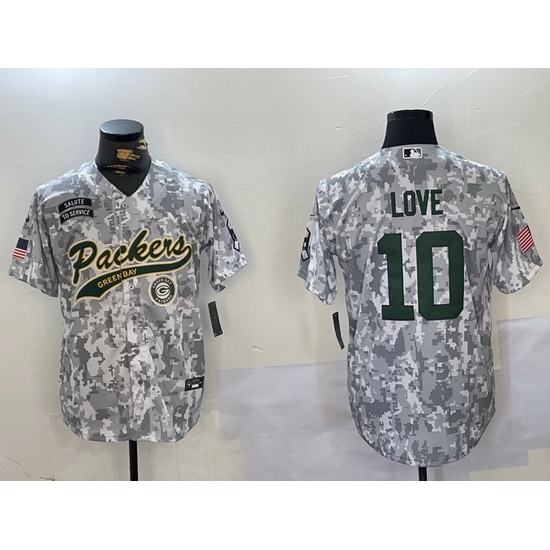 Men Green Bay Packers 10 Jordan Love 2024 Arctic Camo Salute To Service Stitched Baseball Jersey 2 Men Green Bay Packers 10 Jordan Love 2024 Arctic Camo Salute To Service Stitched Baseball Jersey 2
