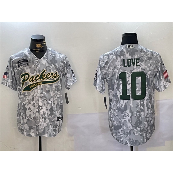 Men Green Bay Packers 10 Jordan Love 2024 Arctic Camo Salute To Service Stitched Baseball Jersey Men Green Bay Packers 10 Jordan Love 2024 Arctic Camo Salute To Service Stitched Baseball Jersey