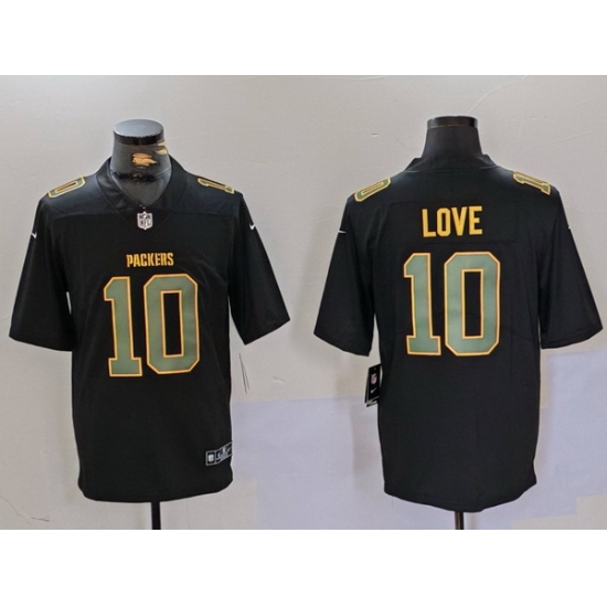 Men Green Bay Packers 10 Jordan Love Black Fashion Vapor Limited Stitched Football Jersey Men Green Bay Packers 10 Jordan Love Black Fashion Vapor Limited Stitched Football Jersey