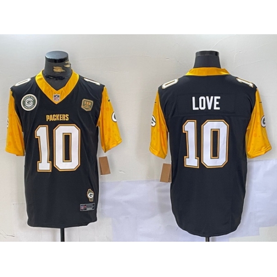 Men Green Bay Packers 10 Jordan Love Black White Gold 2024 F U S E Home Patch Vapor Untouchable Limited Stitched Jersey 1 Men Green Bay Packers 10 Jordan Love Black White Gold 2024 F U S E Home Patch Vapor Untouchable Limited Stitched Jersey 1