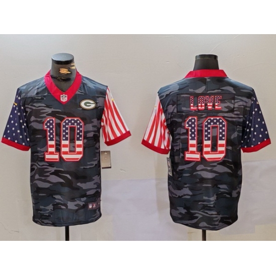 Men Green Bay Packers 10 Jordan Love Camo USA Flag Limited Stitched Football Jersey Men Green Bay Packers 10 Jordan Love Camo USA Flag Limited Stitched Football Jersey