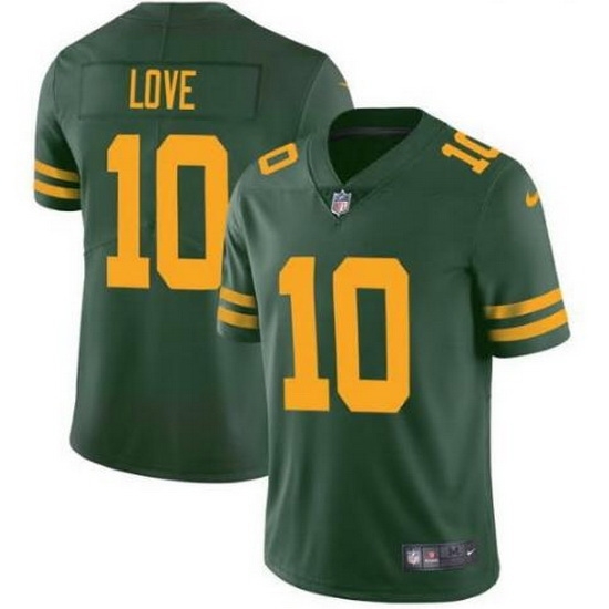 Men Green Bay Packers 10 Jordan Love Green Color Rush Vapor Limited Stitched Football Jersey Men Green Bay Packers 10 Jordan Love Green Color Rush Vapor Limited Stitched Football Jersey