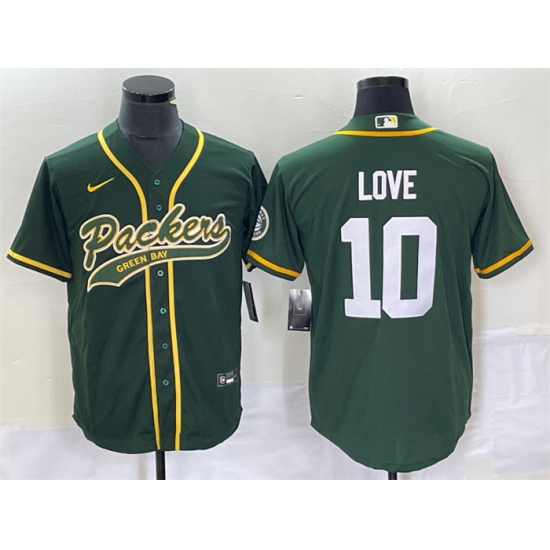Men Green Bay Packers 10 Jordan Love Green Cool Base Stitched Baseball Jersey Men Green Bay Packers 10 Jordan Love Green Cool Base Stitched Baseball Jersey