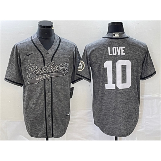 Men Green Bay Packers 10 Jordan Love Grey Cool Base Stitched Baseball Jersey Men Green Bay Packers 10 Jordan Love Grey Cool Base Stitched Baseball Jersey