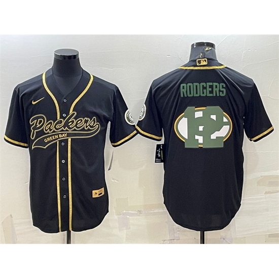 Men Green Bay Packers 12 Aaron Rodgers Black Team Big Logo With Patch Cool Base Stitched Baseball Jersey Men Green Bay Packers 12 Aaron Rodgers Black Team Big Logo With Patch Cool Base Stitched Baseball Jersey