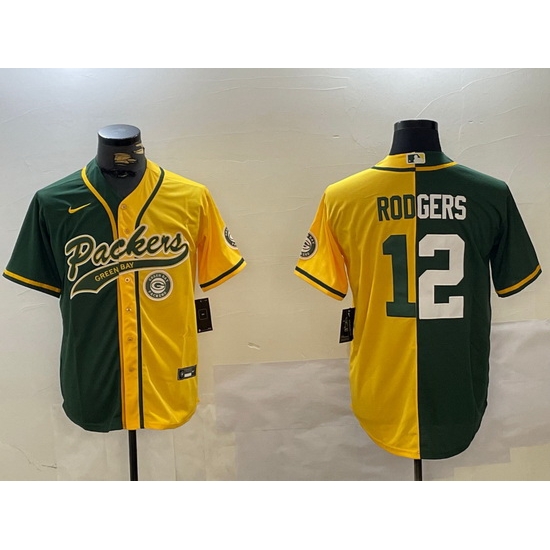 Men Green Bay Packers 12 Aaron Rodgers Green Cool Base Stitched Baseball Jersey 6 Men Green Bay Packers 12 Aaron Rodgers Green Cool Base Stitched Baseball Jersey 6