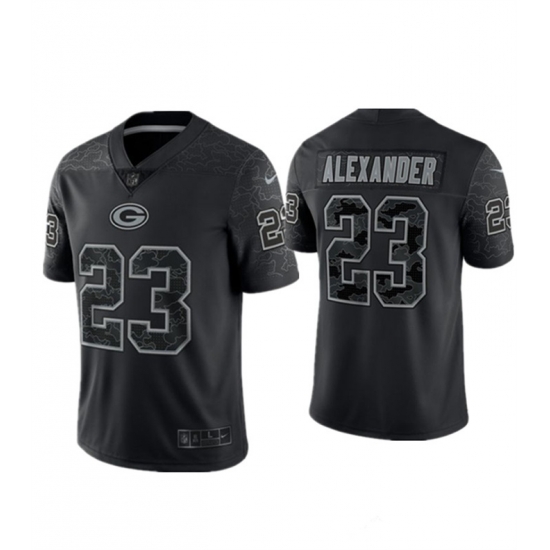 Men Green Bay Packers 23 Jaire Alexander Black Reflective Limited Stitched Football Jersey Men Green Bay Packers 23 Jaire Alexander Black Reflective Limited Stitched Football Jersey