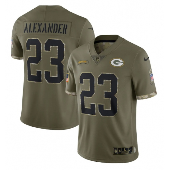 Men Green Bay Packers 23 Jaire Alexander Olive 2022 Salute To Service Limited Stitched Jersey Men Green Bay Packers 23 Jaire Alexander Olive 2022 Salute To Service Limited Stitched Jersey