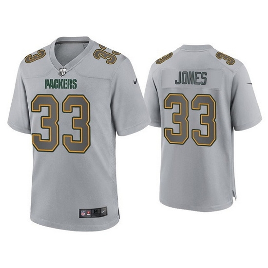 Men Green Bay Packers 33 Aaron Jones Gray Atmosphere Fashion Stitched Game Jersey Men Green Bay Packers 33 Aaron Jones Gray Atmosphere Fashion Stitched Game Jersey