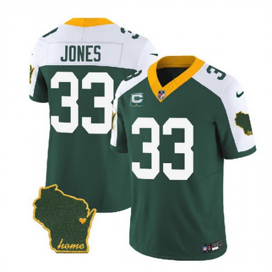 Men Green Bay Packers 33 Aaron Jones Green White 2023 F U S E Home Patch And 1 Star C Patch Vapor Untouchable Limited Stitched Jersey Men Green Bay Packers 33 Aaron Jones Green White 2023 F U S E Home Patch And 1 Star C Patch Vapor Untouchable Limited Stitched Jersey